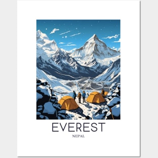 A Pop Art Travel Print of Mount Everest - Nepal Posters and Art